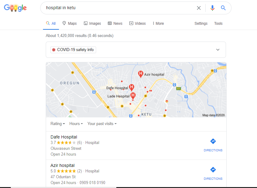 Azir Hospital on Google My business